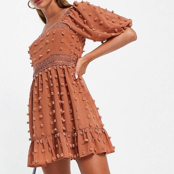 ASOS DESIGN lace insert mini skater dress - Picture 1 of 5